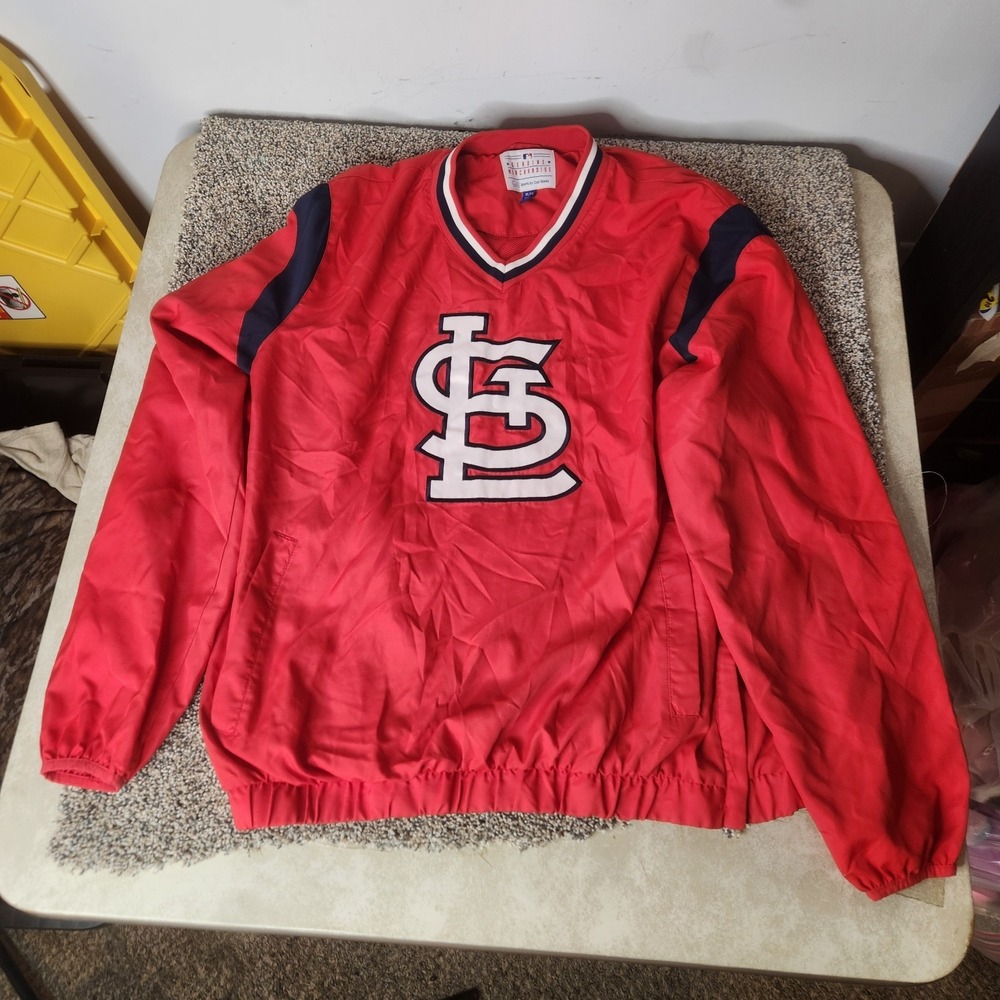 G-III St Louis Cardinals MLB Pullover Windbreaker Jacket Red Mens XL V-Neck